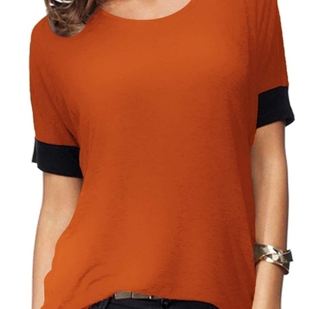 Sarin Mathews Loose Fit Crew Neck T-Shirt Tunic - Orange 🧡- Size Large